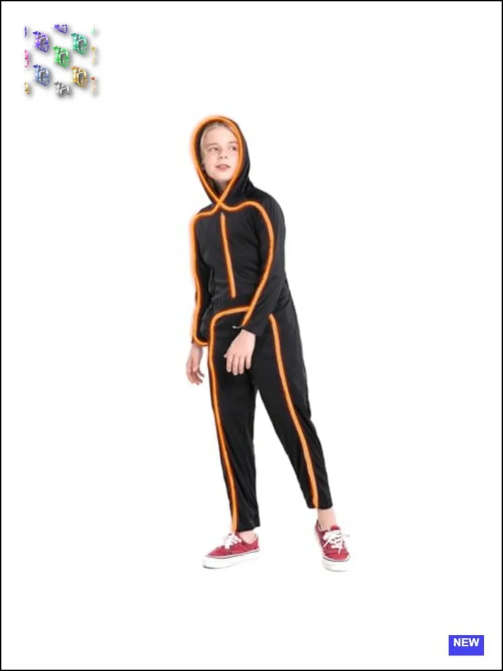 Light Up Stick Figure Costume LED Halloween Cosplay Kids Unisex